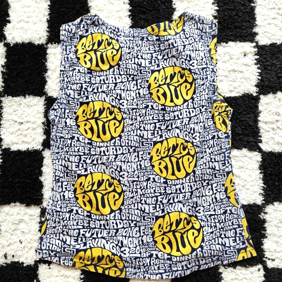 Hurry! Store Close Next WOne Of Kind Japenese Brand Betty's Blue Indigo LogoTank - Picture 2 of 5